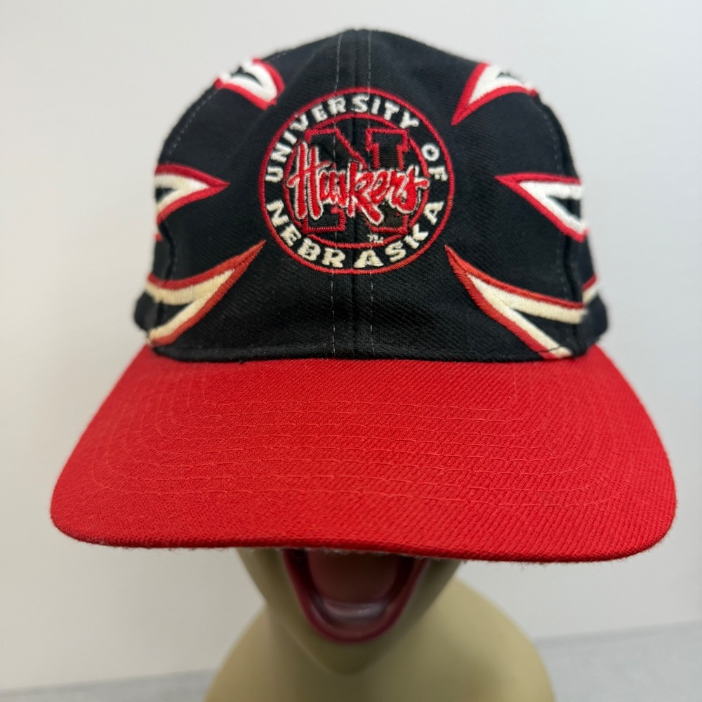 Vintage Nebraska Huskers Snapback Hat Drew Pearson Claw Black Red 90s Rare